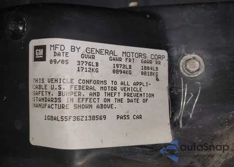 2006 Saturn Ion 3 z USA, uszkodzony, nr VIN 1G8AL55F36Z138569